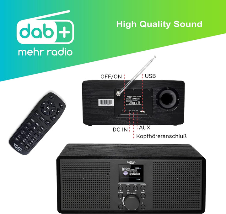 XORO DAB 700 IR - WLAN Internet Radio mit UKW und DAB+, Spotify Connect, Bluetooth, USB Mediaplayer,