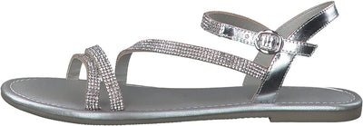 Tamaris Damen Sandaletten, Frauen Sandalen,TOUCHit-Fussbett 38 EU Silber Silver Glam, 38 EU Silber S