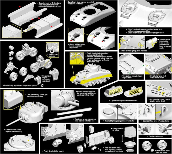 Unbekannt Model Tankset 6617 - EL Alamein Sherman (w/Magic Tracks) (Smart KIT) (1:35)