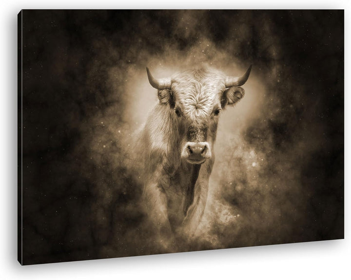 deyoli Dark Sternzeichen Stier Format: 100x70 Effekt: Sepia als Leinwandbild, Motiv fertig gerahmt a