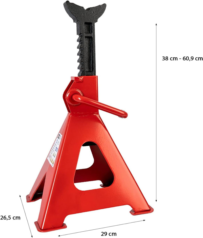 Grafner 2 Stück Unterstellböcke, 5 Tonnen Traglast, Hubhöhe 380 – 609 mm, höhenverstellbar, Ratschen