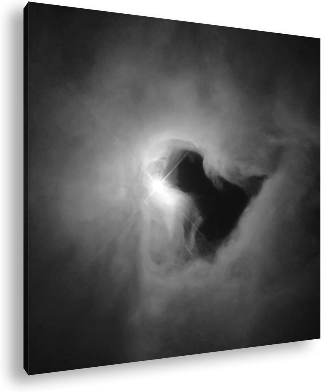 Stern in einem Galaktischen Nebel Format: 70x70 Effekt: Schwarz&Weiss als Leinwandbild, Motiv fertig