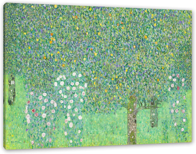 Gustav Klimt - Rosen unter Bäumen als Leinwandbild / Grösse: 100x70 cm / Wandbild / Kunstdruck / fer