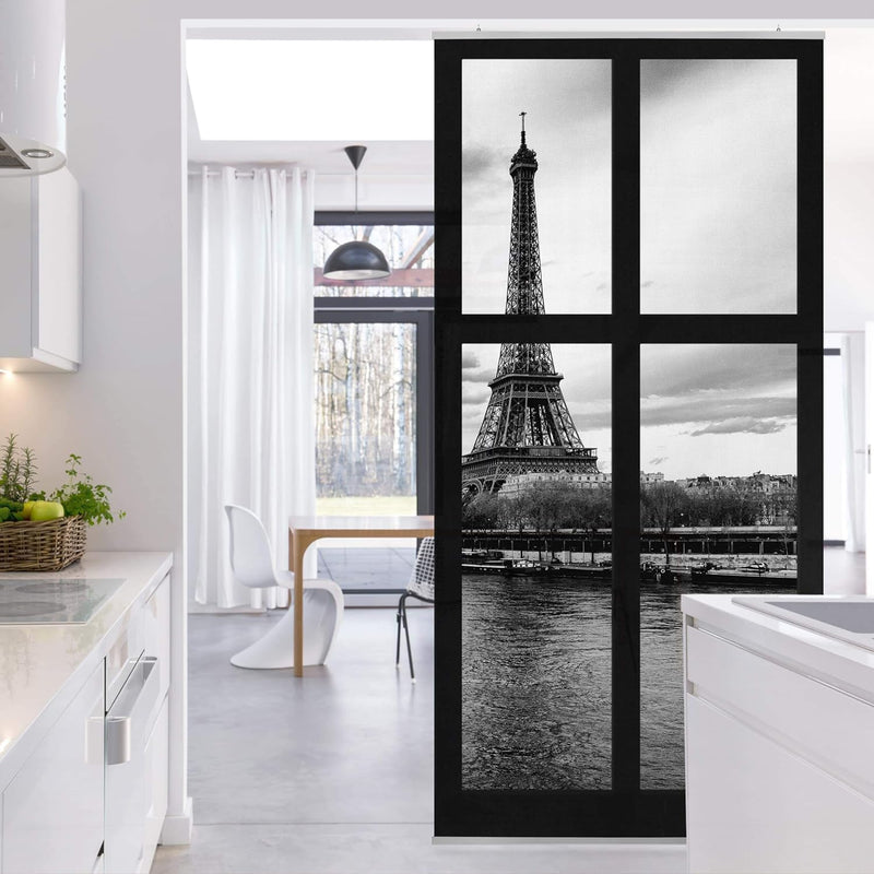 Bilderwelten Raumteiler Fenster Eiffelturm Seine Paris 250x120cm ohne Halterung 250 x 120cm ohne Hal