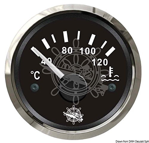 Osculati Wassertemperaturanzeige 40/120° schwarz/poliert