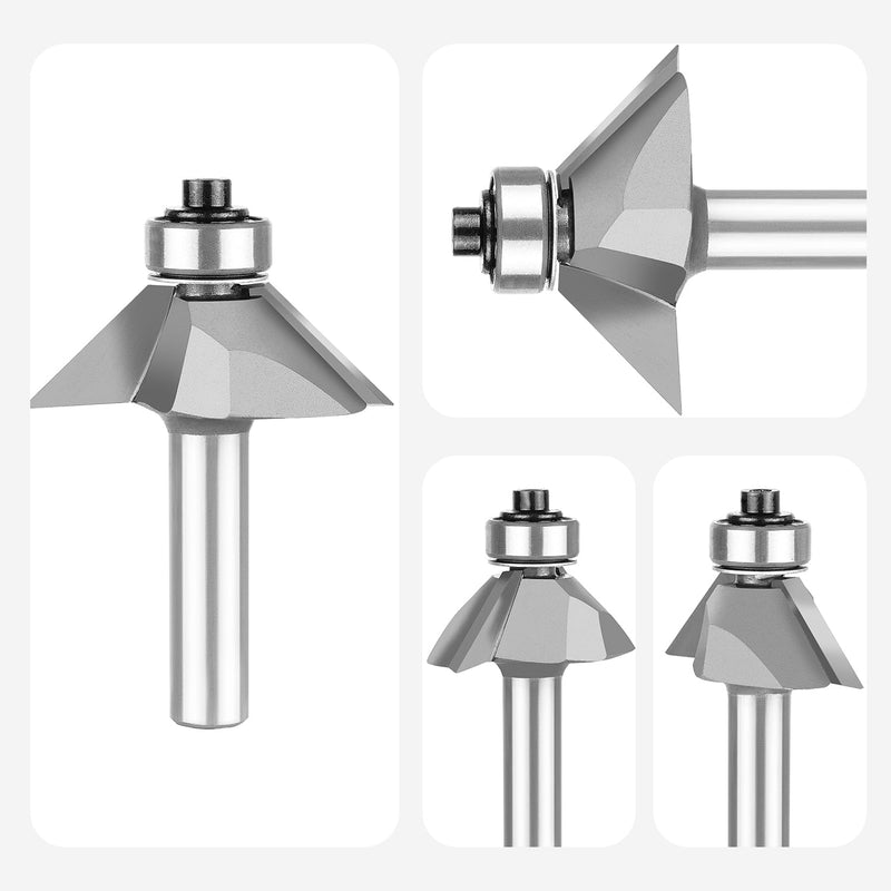 SpeTool Fasenfräser 8mm Schaft 45 Grad Fasenkantenfräser Kegelfräser Kantenfräser mit Kugellager Frä