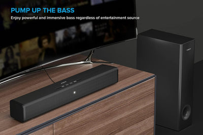 CREATIVE Stage 360 2.1 Soundbar mit Subwoofer für TV, PC, Desktop mit Dolby Atmos, Surround Sound,