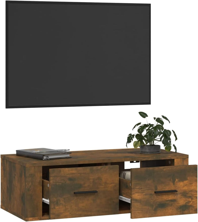 Tidyard TV Schrank TV Board Hängend mit 2 Schubladen TV Lowboard Fernseherschank für Wohnzimmer Holz