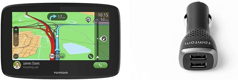 TomTom Navigationsgerät GO Essential & Duales USB Auto-Schnellladegerät, 2,4 A pro Anschluss, geeign