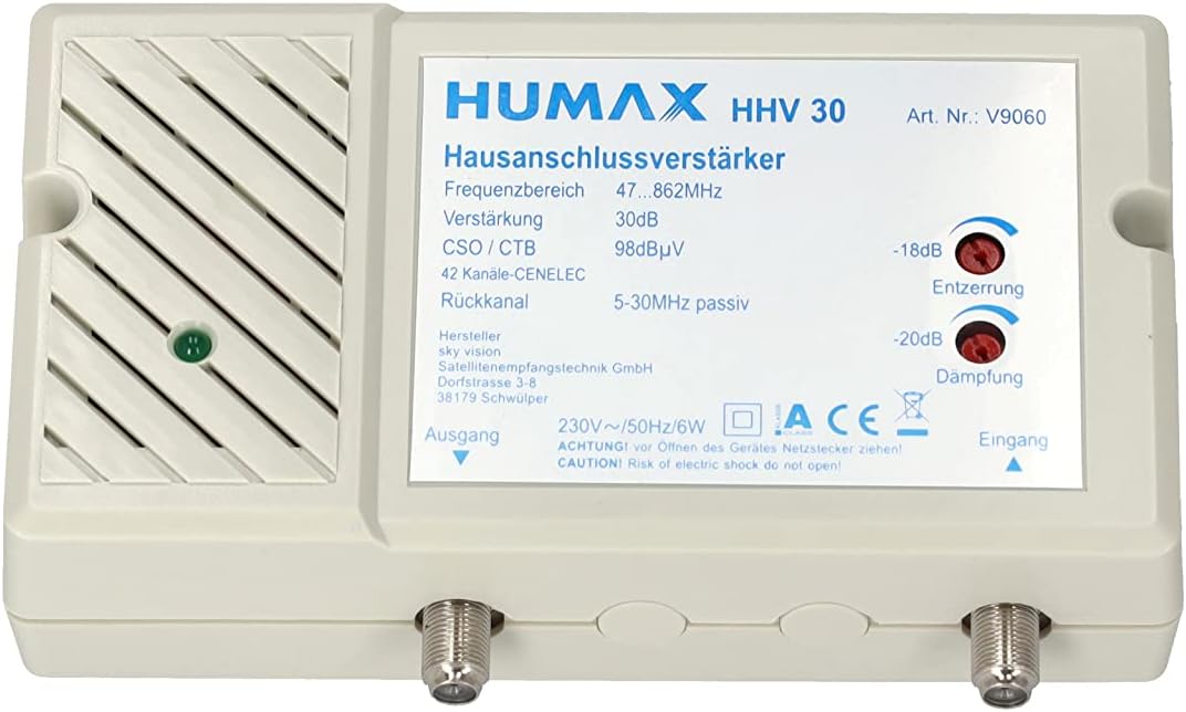HUMAX DIGITAL Hausanschlussverstärker mit 4 Watt Leistungsaufnahme, Antennenverstärker für Kabelfern