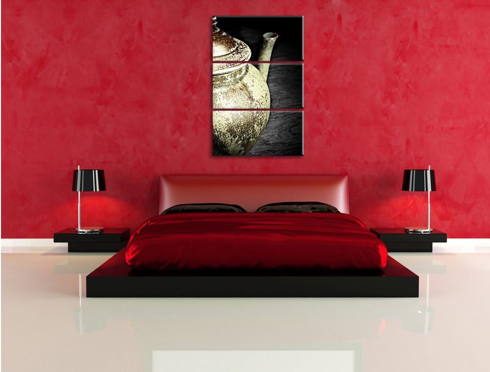 Pixxprint Teekanne aus Keramik als Leinwandbild/Grösse: 3 Teilig (120x80) / Wandbild/Kunstdruck/fert