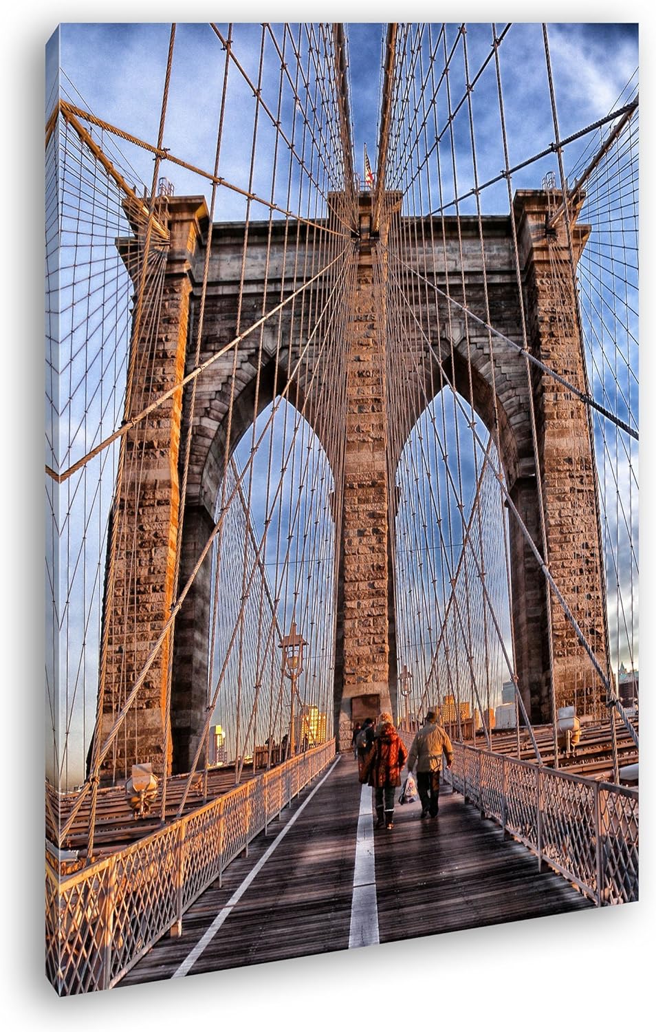 deyoli gigantische Brooklyn Bridge im Format: 80x60 als Leinwandbild, Motiv fertig gerahmt auf Echth