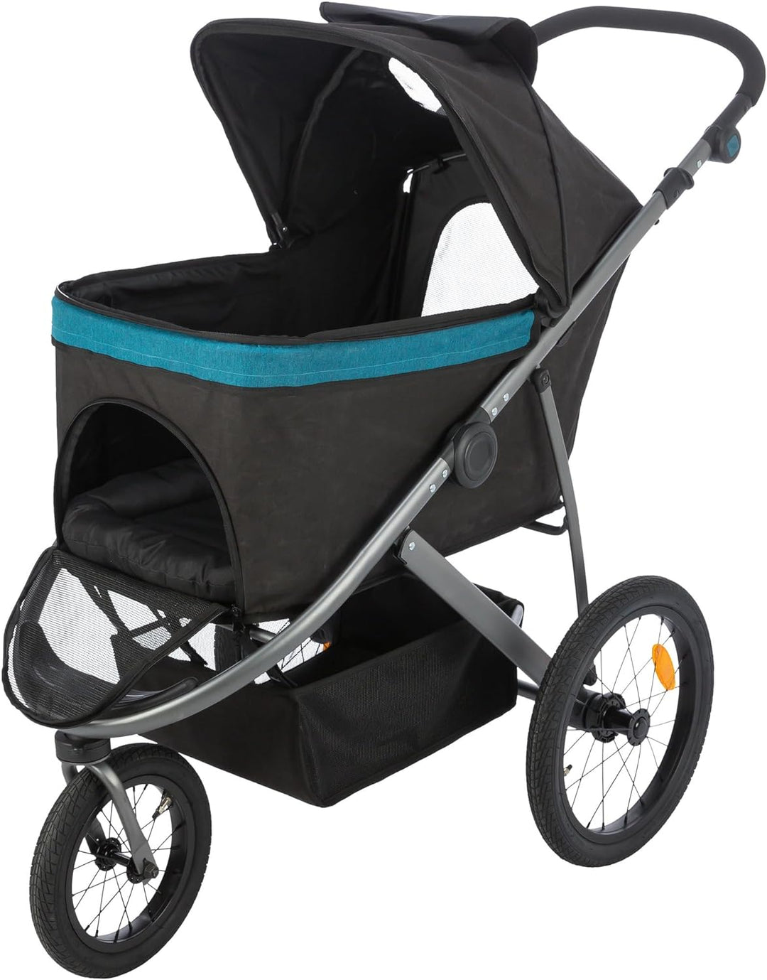TRIXIE Hundebuggy, Wagen für Hunde, 60 × 112 × 120 cm, 12,5 kg, schwarz/Petrol bis zu 20 kg belastba