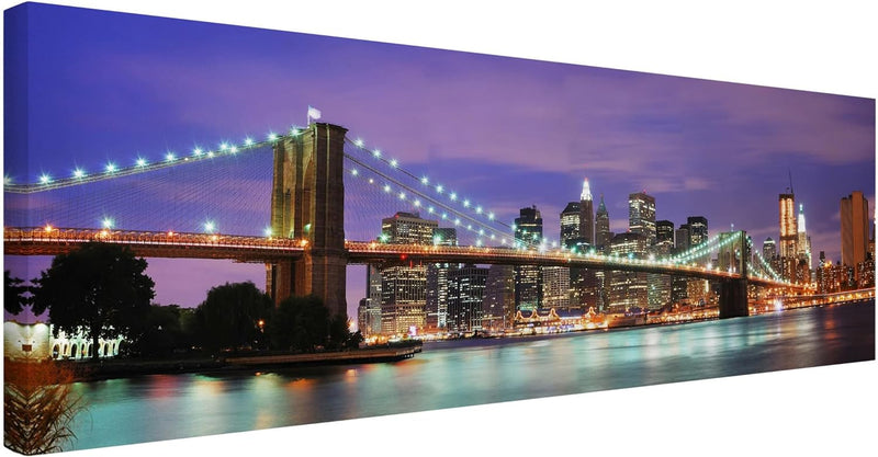 Bilderwelten Leinwandbild - Brooklyn Bridge in New York City - Panorama Quer, 40cm x 120cm, 40cm x 1