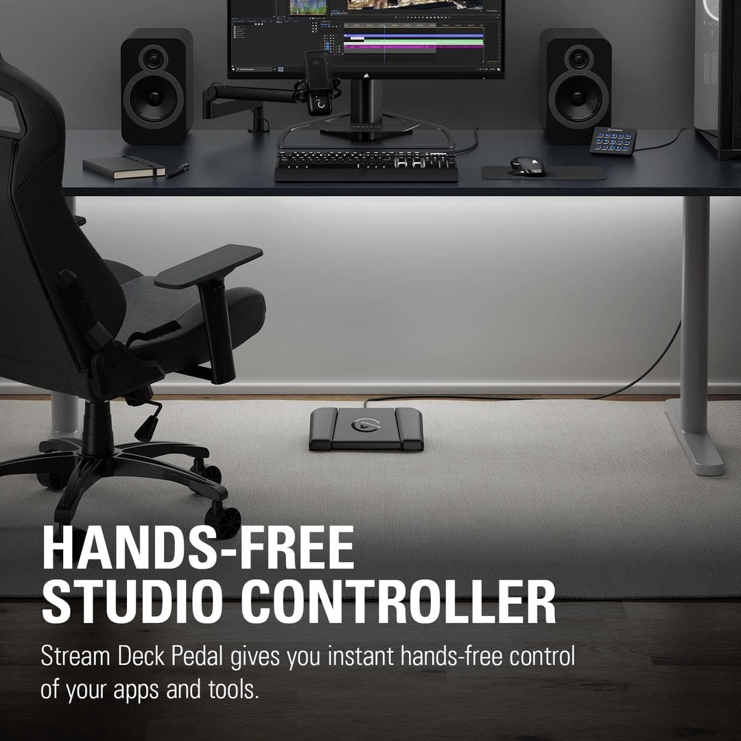 Elgato Stream Deck Pedal – Freihand-Studio-Controller, 3 Makro-Fusspedale, 20GBF9901, Schwarz & Soli