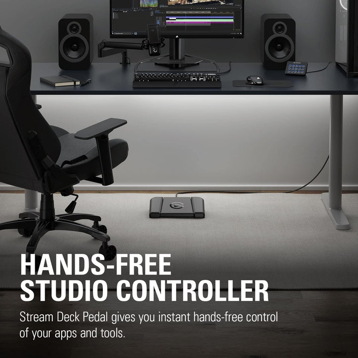 Elgato Stream Deck Pedal – Freihand-Studio-Controller, 3 Makro-Fusspedale, 20GBF9901, Schwarz & Soli