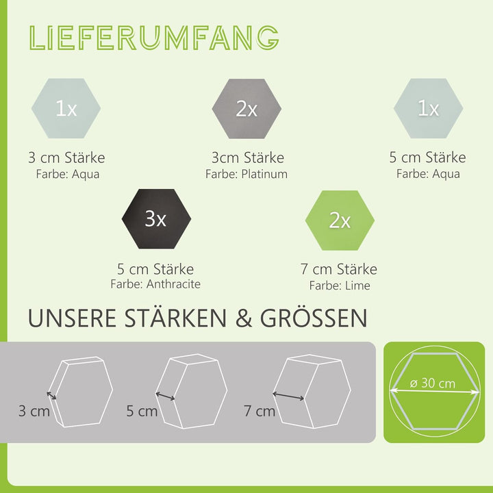 platino24 Akustikpaneele 9 Elemente Edition LOFT 3D I Ø 300mm Akustikplatten Schalldämmung Wand & De
