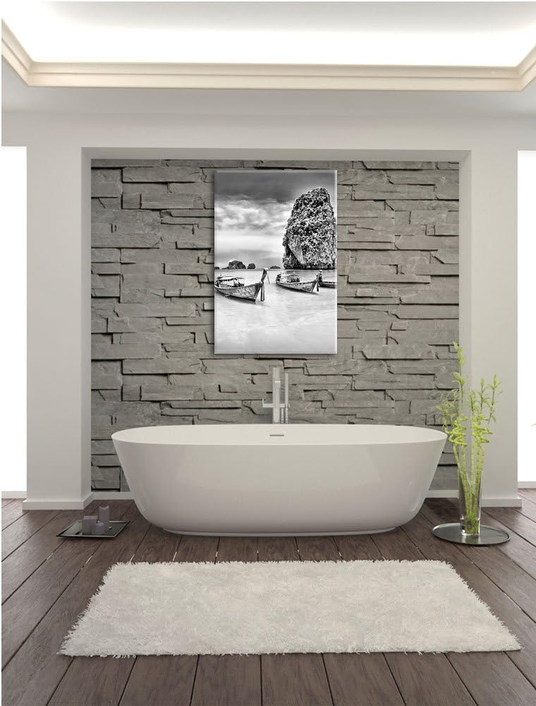 Pixxprint Longtailboote in Thailand / 100x70cm Leinwandbild bespannt auf Holzrahmen/Wandbild Kunstdr