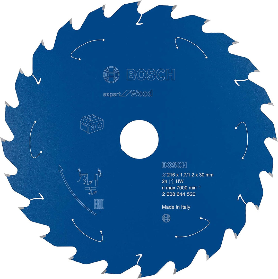 Bosch Professional 1x Kreissägeblatt Expert for Wood (Holz, Sägeblatt Ø 216 x 30 x 1,7 mm, 24 Zähne,
