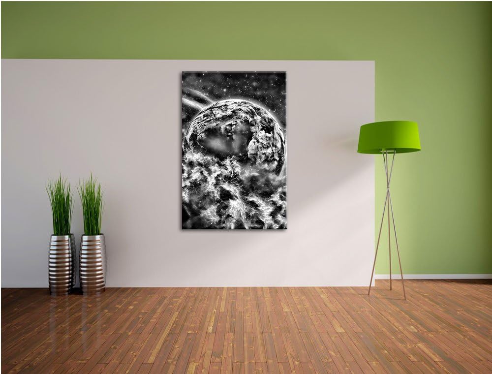 Monocrome, Planet Erde, Format: 100x70 auf Leinwand, XXL riesige Bilder fertig gerahmt mit Keilrahme