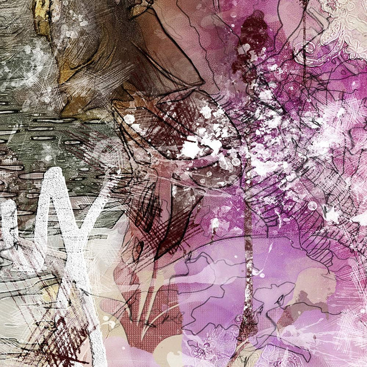 Feeby Leinwandbild 5 Teilig Abstraktion Bild Wanddeko Slogan Design Blumen bunt 200x100 cm Leinwandb