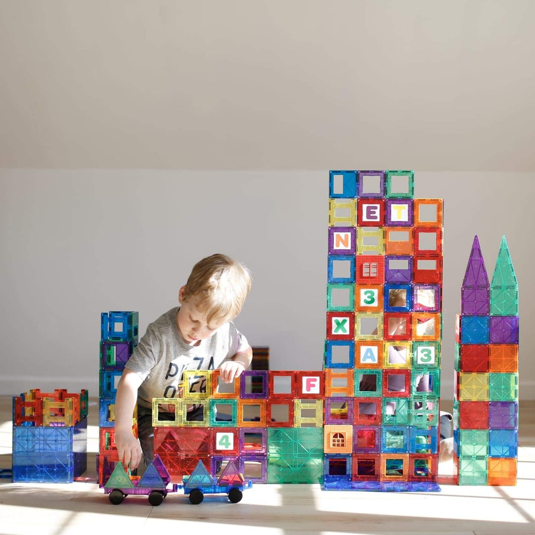 Playmags 3D Magnetische Blöcke für Kinder - Magnet Blöcke Lernen Formen, Farben & Alphabet STEM Magn