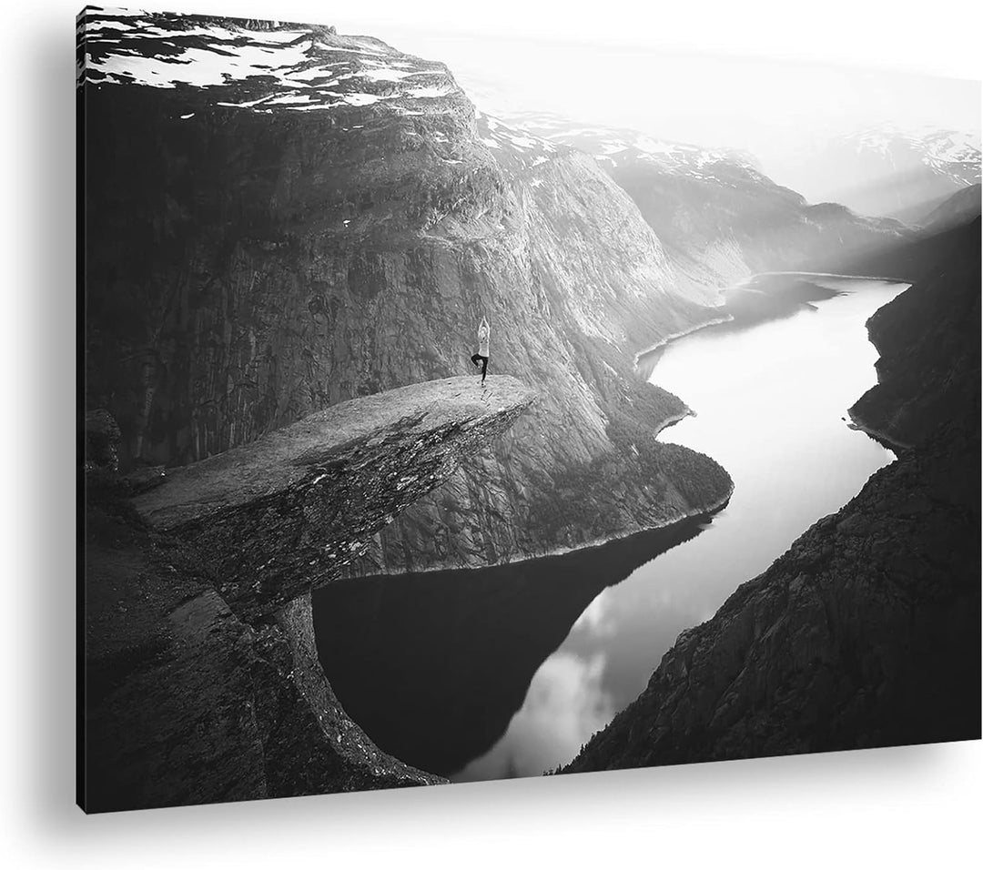 deyoli atemberaubende Aussicht eines Fjords Format: 80x60 als Leinwand, Effekt: Schwarz&Weiss, Motiv