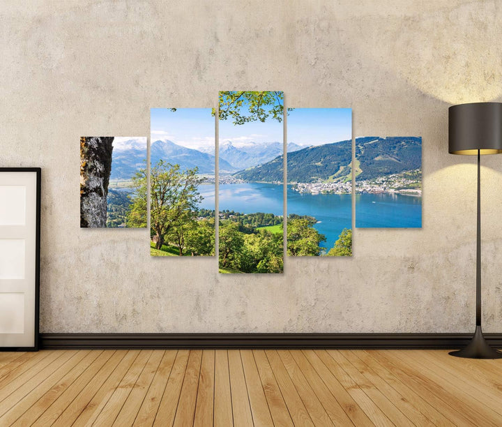 islandburner Bild auf Leinwand Schöne Landschaft Mit Alpen Und Bergsee In Zell Am See Österreich Wan