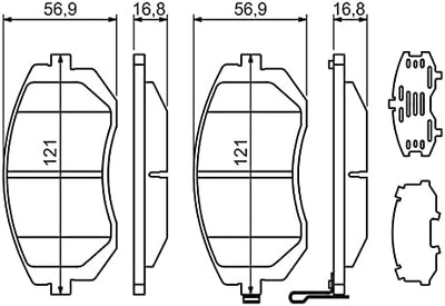 Bosch BP1205 Bremsbeläge - Vorderachse - ECE-R90 Zertifizierung - vier Bremsbeläge pro Set