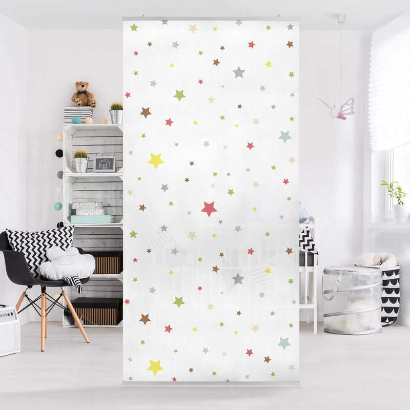 Raumteiler Kinderzimmer No.YK34 Bunte Sterne 250x120cm ohne Halterung 250x120cm without hanger, 250x