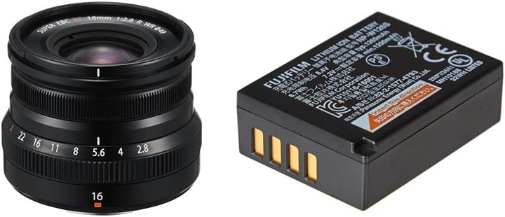 Fujifilm Fujinon XF16mmF2.8 R WR Schwarz & NP-W126S Akku schwarz Schwarz Bundle mit NP-W126S Akku, S