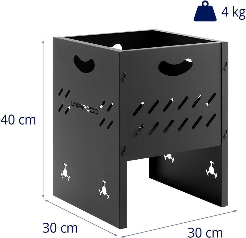 Uniprodo Uni_FP_110 Feuerschale 30 x 30 x 40 cm zusammensteckbar Feuerkorb Garten-Feuerkorb Garten-F