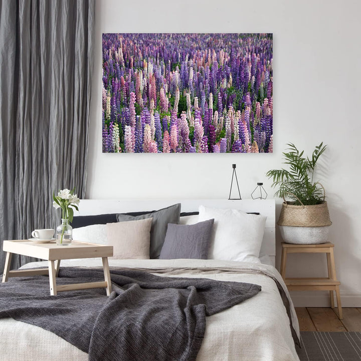 Feeby Vlies Leinwandbild Blumen Neuseeland Wiese 90x60 cm Druckbild Wandbild Wanddekoration Deko Wan