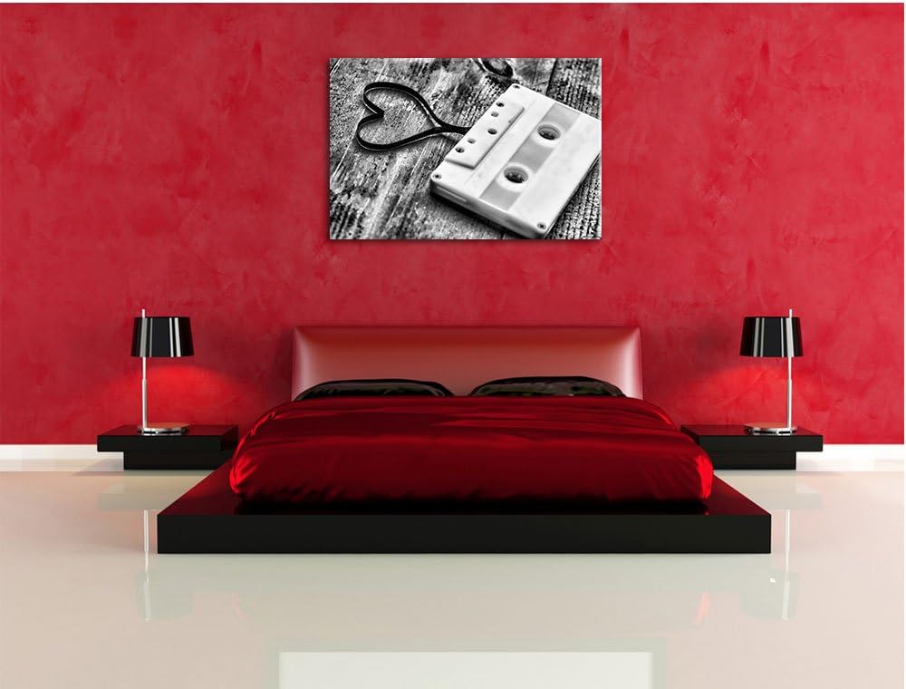 Monocrome, Retro Kasetten, Format: 100x70 auf Leinwand, XXL riesige Bilder fertig gerahmt mit Keilra