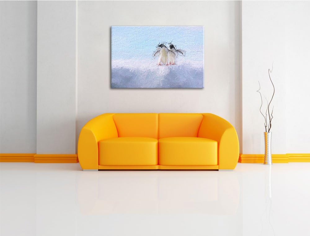 zwei kleine Adeliepinguine auf Eisscholle Deluxe Format: 100x70 cm auf Leinwand, XXL riesige Bilder