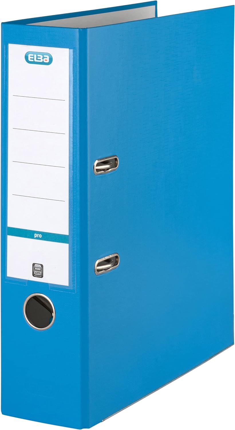 Elba Ordner A4, Smart Pro, 8 cm breit, Kunststoff aussen, ozeanblau, 10 Stück hellblau A4, breit, he