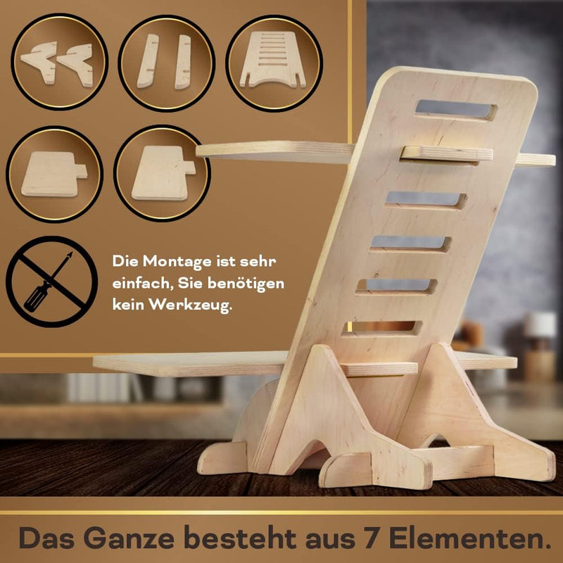 Stehschreibtisch Aufsatz | Stehpult Holz| Standing Desk | Ständer | Schreibtischaufsatz Holz | Stehp