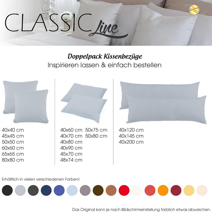 aqua-textil Classic Line Kissenbezug 2er-Set 40 x 200 cm anthrazit grau Baumwolle Seitenschläferkiss
