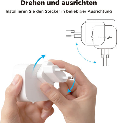 Innergie 45H 45W USB C+A Universal Ladegerät PD3.0(PPS) QC 4.0 Schnellladung Netzteil für Laptop und