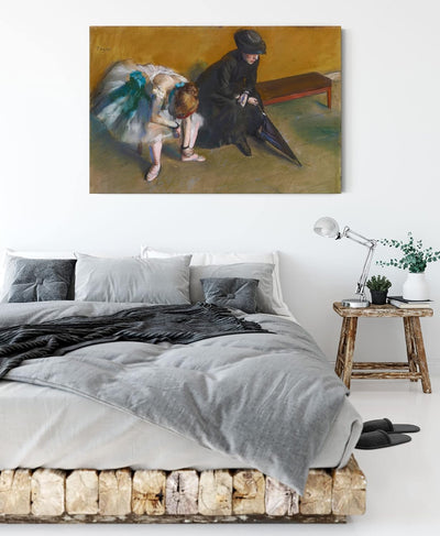 Edgar Degas - Warten als Leinwandbild / Grösse: 100x70 cm / Wandbild / Kunstdruck / fertig bespannt,