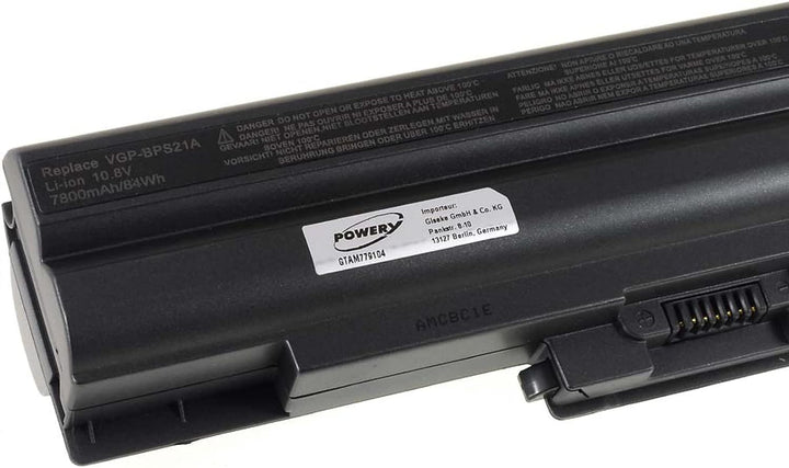 Akku für Sony VAIO VGN-AW91CJS 6600mAh Schwarz, 10,8V, Li-Ion