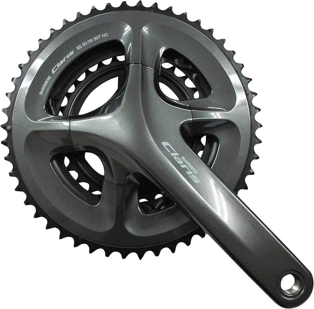 SHIMANO Claris R2030 Kettensatz mit 8 Gängen, 50/39/30 Schwarz,Grau Einheitsgrösse, Schwarz,Grau Ein