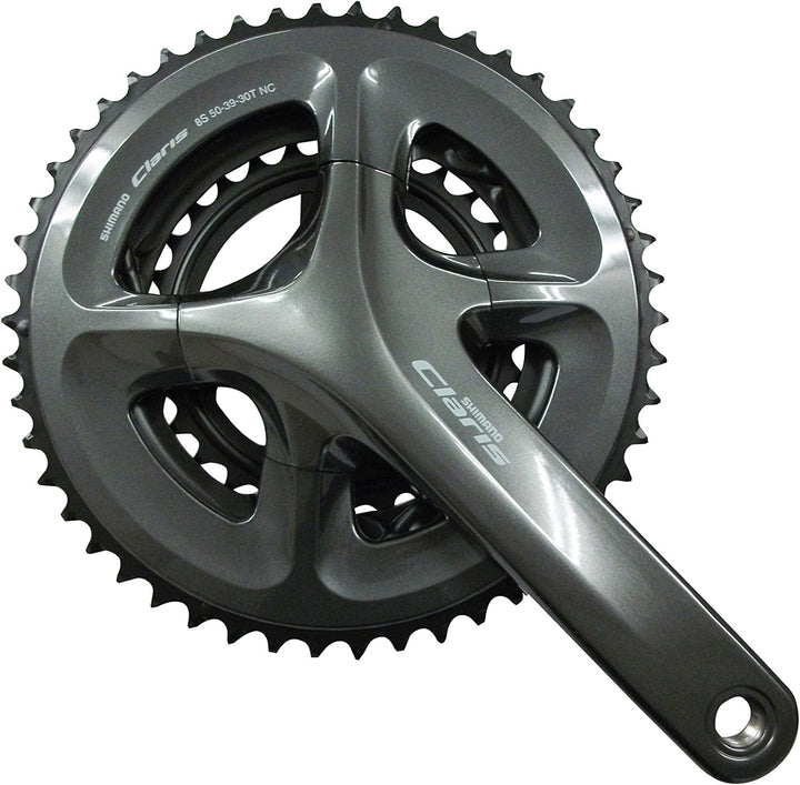 SHIMANO Claris R2030 Kettensatz mit 8 Gängen, 50/39/30 Schwarz,Grau Einheitsgrösse, Schwarz,Grau Ein