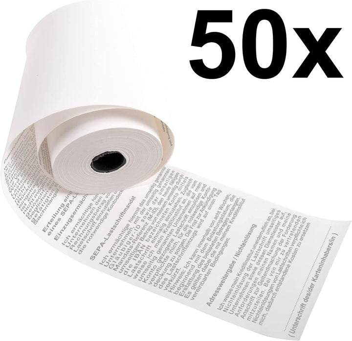 Exacompta 40905DE 50er Pack Thermorollen für EC-Cash Geräte, 1-lagig, Breite: 57mm, Länge 24m, Durch