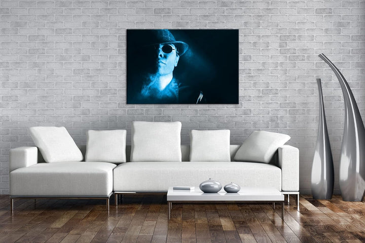 deyoli Gangster mit retro Brille Format: 80x60 Effekt: Monocrome Blau als Leinwand, Motiv fertig ger