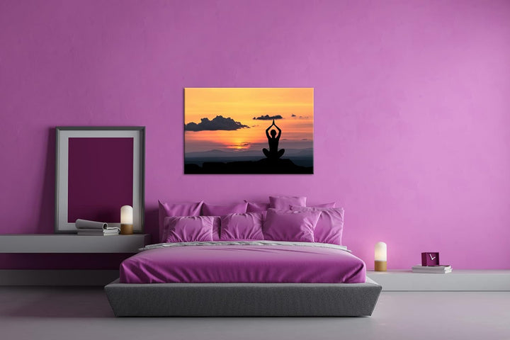 deyoli Yoga Meditation am Meer Format: 120x80 als Leinwandbild, Motiv fertig gerahmt auf Echtholzrah