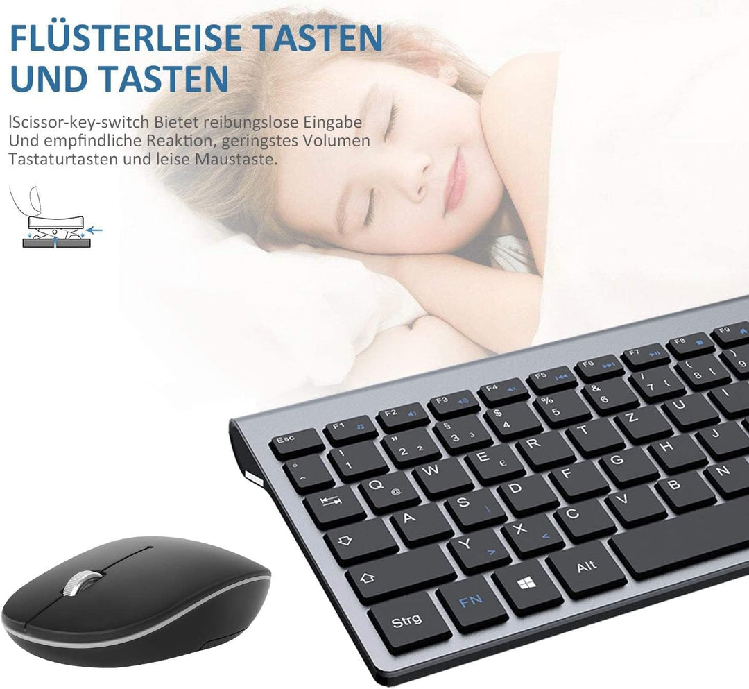 Tastatur Maus Set Kabellos,GALENMORO USB QWERTZ (Deutsch) Funk Tastatur Maus Ergonomisch Tastatur Wi