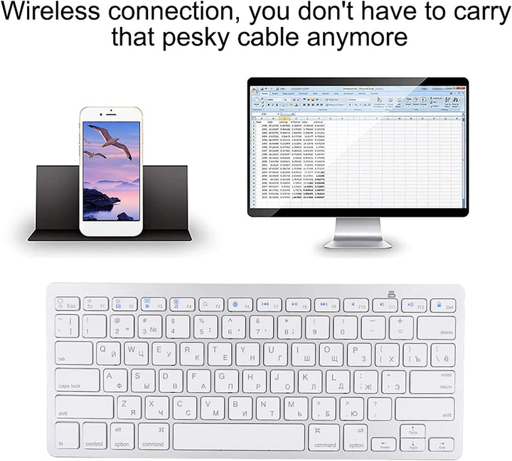 Bewinner Drahtlose russische Tastatur, 78 Tasten Bluetooth Ultradünne professionelle Multifunktionst