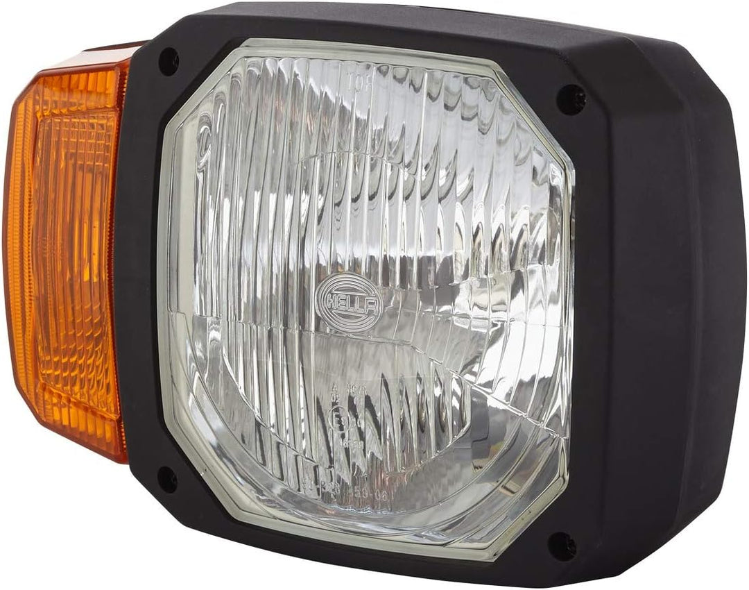 HELLA - Halogen-Hauptscheinwerfer - 12V - Einbau - Lichtscheibenfarbe: gelb - Stecker: DEUTSCH Steck