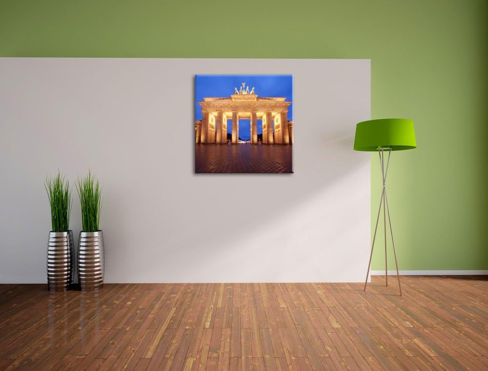 Pixxprint Hell erleuchtetes Brandenburger Tor als Leinwandbild/Grösse: 70x70 / Wandbild/Kunstdruck/f